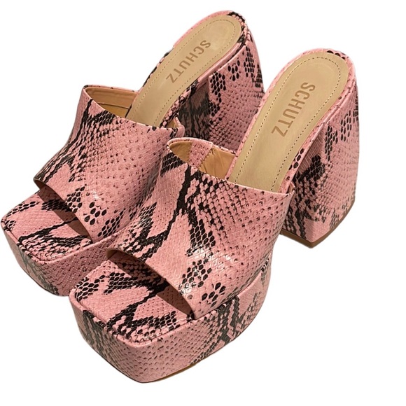 SCHUTZ Aretha Snake-Embossed Platform Sandals 7.5 - Picture 12 of 13
